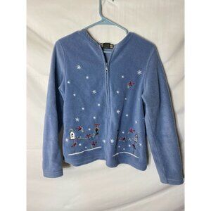 NATURAL IDENTITY SIZE SMALL 4/6 S FLEECE CARDIGAN ZIP Birdhouse Quirky Winter